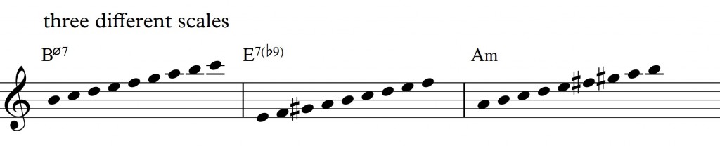 Diatonic approach 4 - minor II-V-I_0001 - three different scales