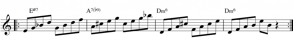 Diatonic approach 6 - minor II-V-I - diatonic 7th chords_root+3rd til 7+9